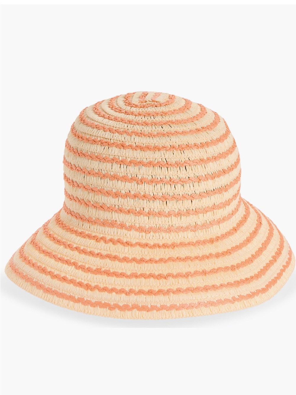 Nordstrom Peach and Cream Striped Wide-Brim Bucket Hat